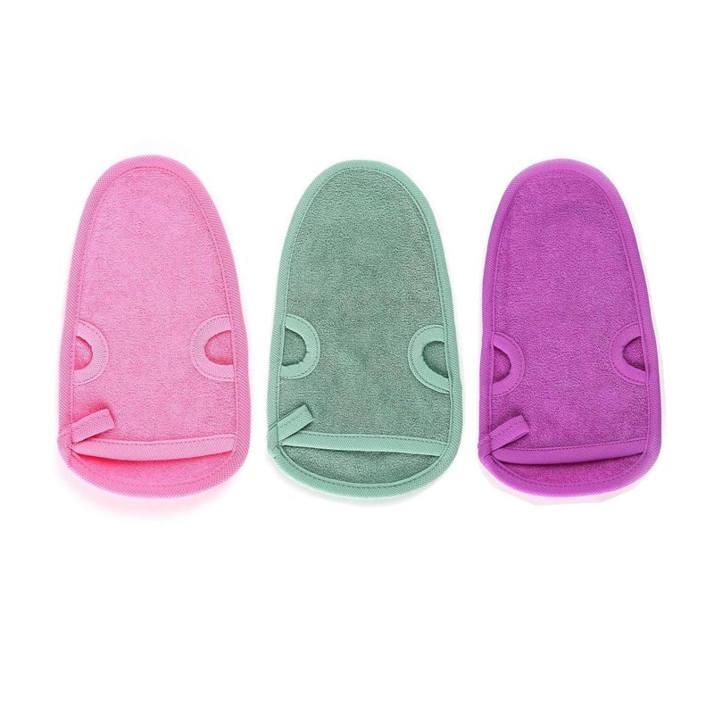 Elandy 3PCS Adult Bathing Gloves Mitts Shower Bathroom Skin Face Body Wash Massage Loofah Scrub Spa Mitt(Color Random) - Image 5